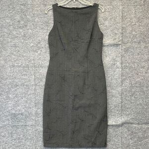 Harold's Dress Women's Size 8 Gray Wool Sleeveless Floral Pencil Embroidered EUC
